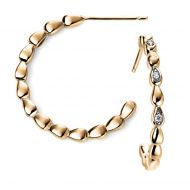 9ct Gold Diamond Beaded Hoop Earrings