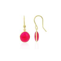 Pollara Gold Vermeil & Cabochon Fuchsia Pink Chalcedony Drop Earrings