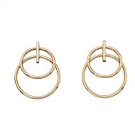 Double Open Circle Gold Drop Earrings