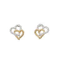 Gold & Silver Double Rope Heart Studs