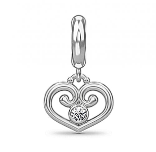 Endless Passion Heart Silver Charm
