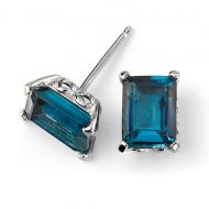 9ct White Gold and Blue Topaz Stud Earrings