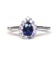 Sapphire Diamond Cluster Engagement Ring
